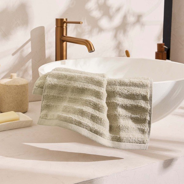 Bēšs frotē kokvilnas dvielis 30x50 cm Maya – douceur d'intérieur-image-2