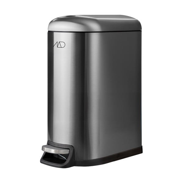Sudraba krāsas nerūsējošā tērauda atkritumu tvertne ar pedāli 10 l Wather – Mette Ditmer Denmark