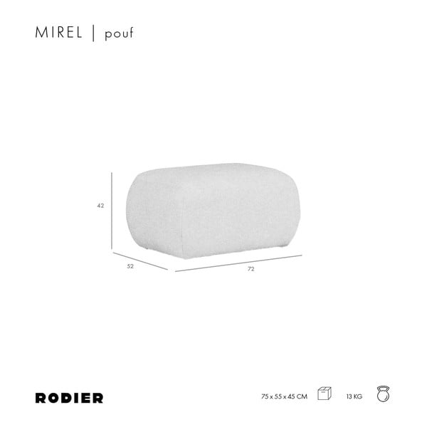 Gaiši pelēks kāju soliņš no buklē auduma Mirel – Rodier-image-4