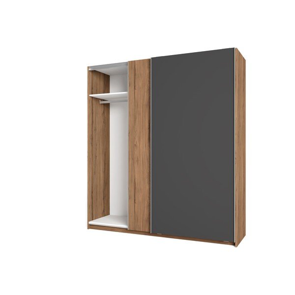 Pelēks riekstkoka imitācijas skapis ar bīdāmām durvīm 182x200 cm Malta – Marckeric-image-2