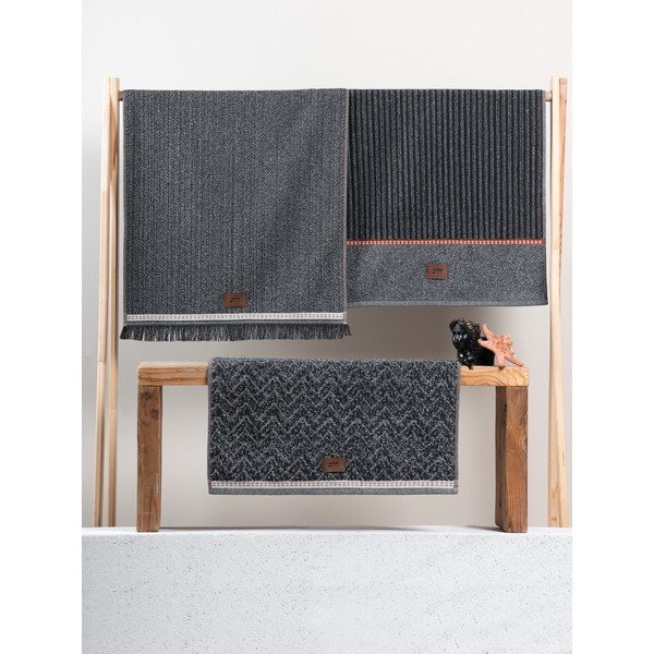 Antracīta pelēki dvieļi (3 gab.) 50x90 cm Denim – Foutastic-image-2