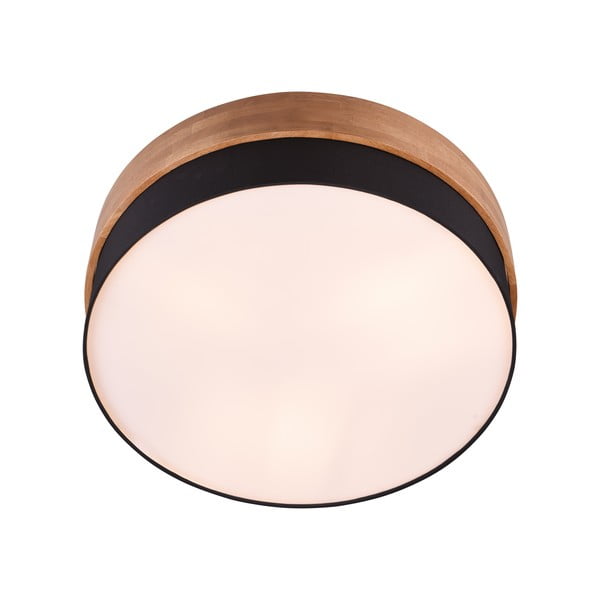 Melna/dabīga toņa griestu lampa ar auduma abažūru Seasons – Trio-image-3