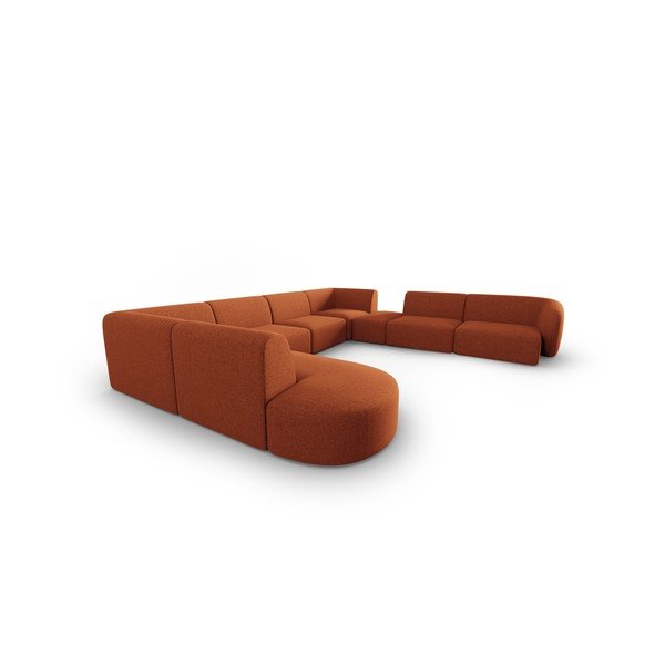 Terakotas oranžs stūra dīvāns no šenila auduma (ar labo stūri/U veida) Paolo – Milo Casa-image-2