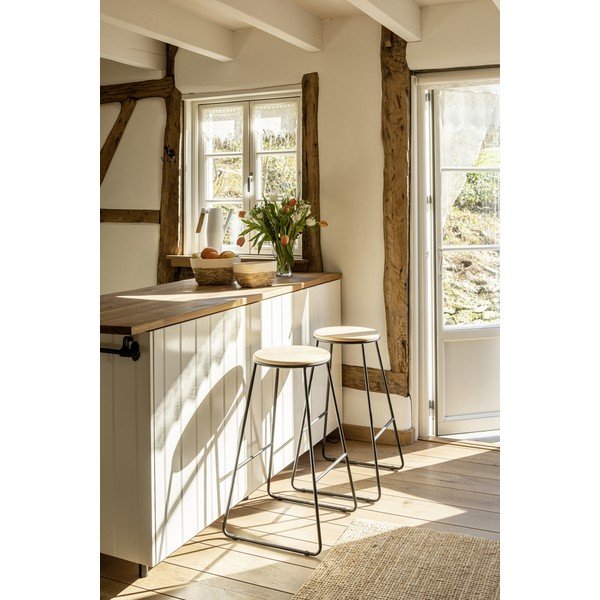 Melni/dabīga toņa bāra krēsli (2 gab.) (sēdekļa augstums 70 cm) Loft – Wenko-image-1