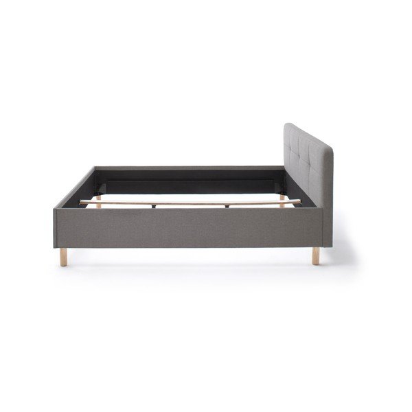 Gaiši pelēka polsterēta divvietīga gulta bez režģa 180x200 cm Amelie – Meise Möbel-image-4