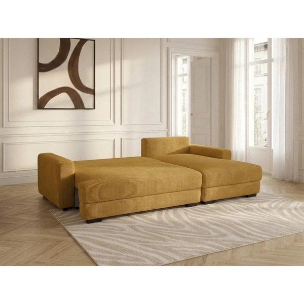 Dzeltens velveta salokāms/ar uzglabāšanas vietu stūra dīvāns (ar labo stūri/ar zvilni) Campi – Bobochic Paris-image-3