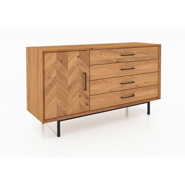 Dabīga toņa zema kumode no ozolkoka 144x80 cm Abies – The Beds-image-1