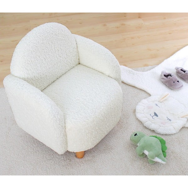 Balts bērnu atpūtas krēsls no buklē auduma Moylo – Artie-image-1