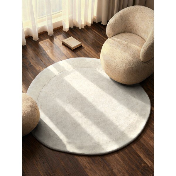 Krēmkrāsas ar rokām darināts apaļš paklājs no vilnas maisījuma ø 160 cm Kari Organic – Villeroy&Boch-image-1