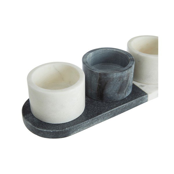 3 baltu un pelēku servēšanas trauku komplekts Premier Housewares Marble-image-3