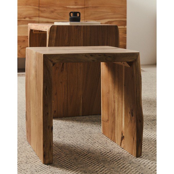 Akācijas masīvkoka sānu galdiņi (2 gab.) 40x50 cm Lomiri – Kave Home-image-3