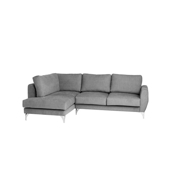 Pelēks trīsvietīgs dīvāns ar kreiso atpūtas krēslu Custom Form Aragona