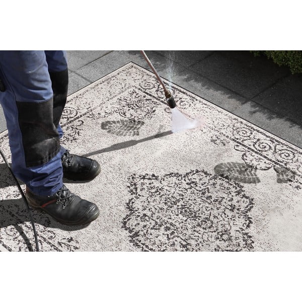 Melns un krēmkrāsas āra paklājs NORTHRUGS Cebu, 160 x 230 cm-image-3