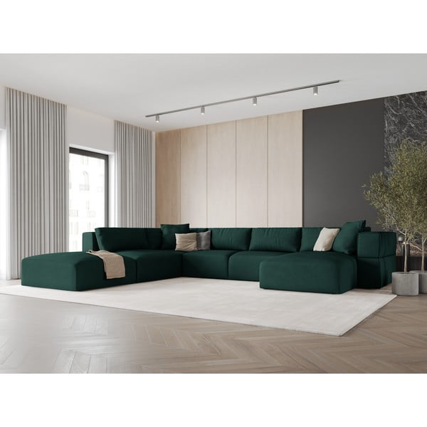 Zaļš stūra dīvāns (ar kreiso stūri/U veida) Esther – Milo Casa-image-1