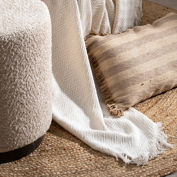 Krēmkrāsas gultas pārklājs no pārstrādātas kokvilnas 180x260 cm Spike – Ixia-image-1