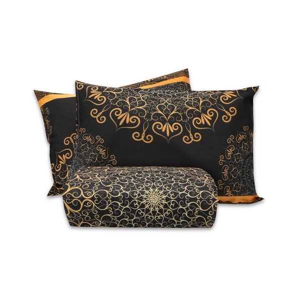 Stepēts gultas pārklājs un 2 spilvendrānu komplekts Eponj Home Şehri-Ala Gold, 200 x 220 cm-image-2