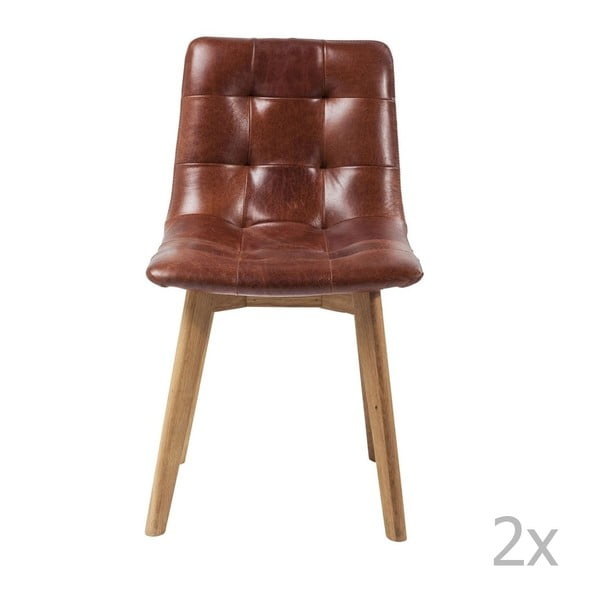 2 krēslu komplekts ar ādas sēdekli Kare Design Moritz