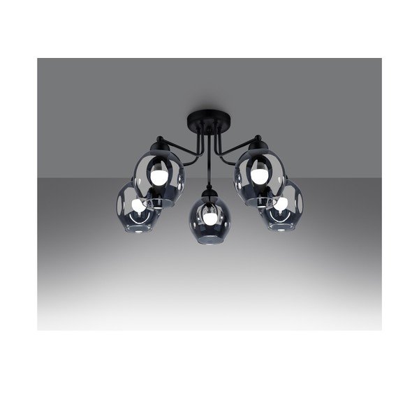 Melna griestu lampa ar stikla abažūru 59x59 cm Garten – Sollux-image-1