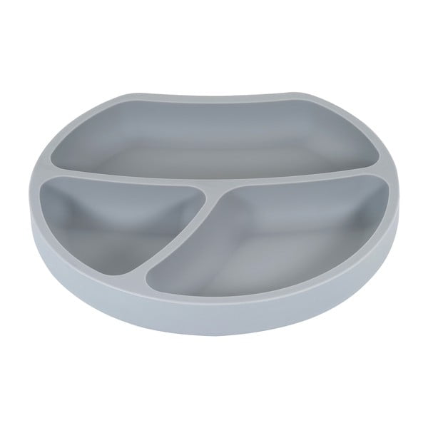 Pelēks silikona bērnu šķīvis 19x20,5 cm – Kindsgut-image-2