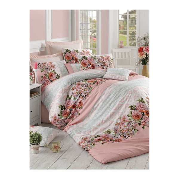 Divguļamās gultas gultas veļa ar ziedu motīvu un pārklāju Vēsture, 200 x 220 cm