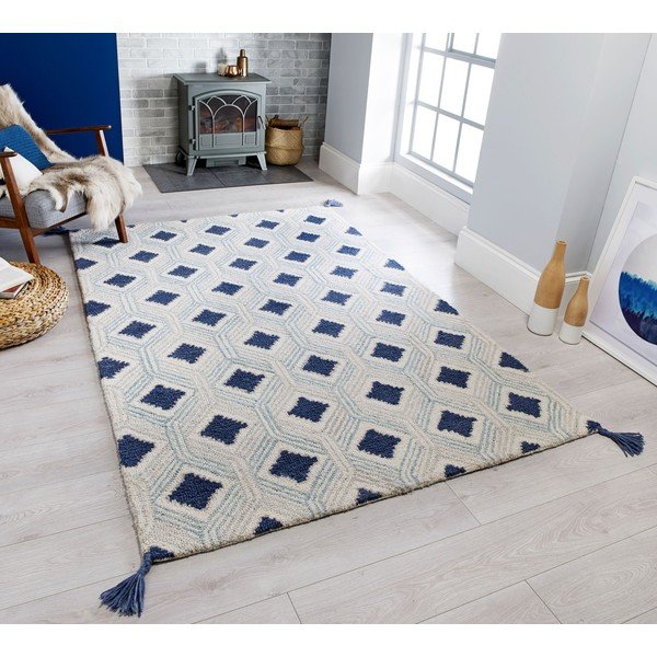 Bēšs un zils vilnas paklājs Flair Rugs Marco, 120 x 170 cm-image-4
