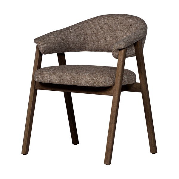 Brūns polsterēts pusdienu krēsls ar roku balstiem Tunar – WOOOD