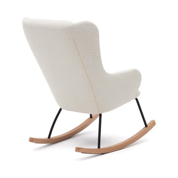 Balts šūpuļkrēsls no buklē auduma Maustin – Kave Home-image-2