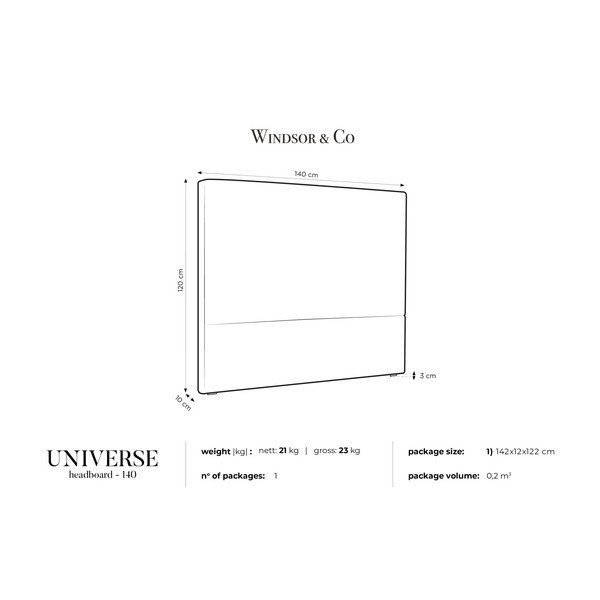 Krēmīgi balts galvgals Windsor & Co Dīvāni UNIVERSE, 140 x 120 cm-image-3