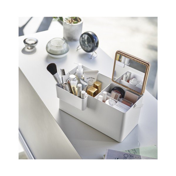 Balts metāla vannas istabas organizators kosmētikai – YAMAZAKI-image-1