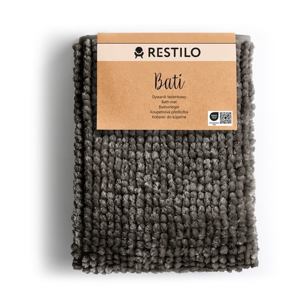 Tumši pelēks vannas istabas paklājiņš 70x120 cm Bati – Restilo