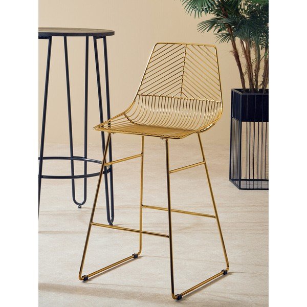Zelta krāsas metāla bāra krēsls District – Premier Housewares-image-1