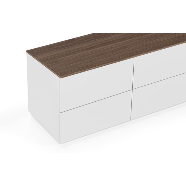 Balta kumode ar atvilktnēm un valriekstkoka imitācijas virsmu, 120 x 54 cm Join – TemaHome-image-1