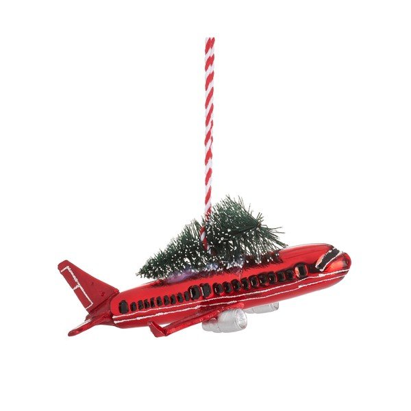 Ar rokām izgatavots Ziemassvētku eglītes rotājums 5,5 cm Airplane – Sass & Belle