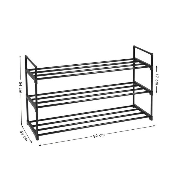 Melns metāla plaukts 12 apavu pāriem Songmics, platums 92 cm-image-2