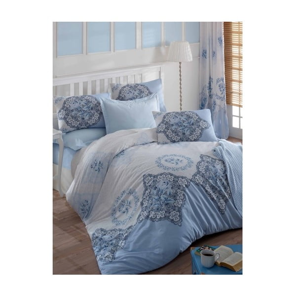 Zila divvietīga gultasveļa Claire, 200 x 220 cm