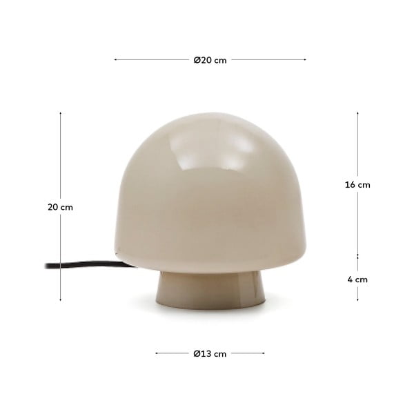 Pelēkbēša galda lampa ar stikla abažūru (augstums 20 cm) Reig – Kave Home-image-4