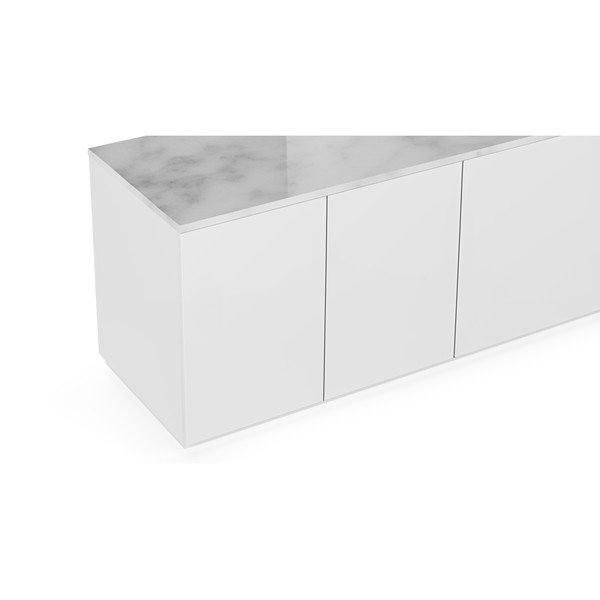 Matēti balta TV kumode ar baltu marmora virsmu TemaHome Join, 200 x 57 cm-image-1