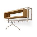 Dabīga toņa/pelēkbrūns ozola masīvkoka sienas pakaramais ar plauktu 78 cm School – Spinder Design