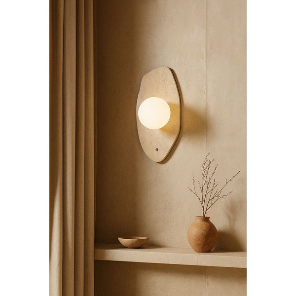 Bēša akmens sienas lampa ø 10 cm Hilde – Opviq lights-image-1