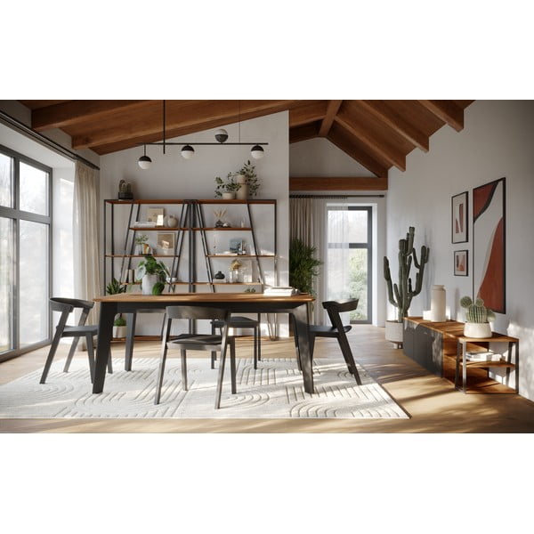 Dabīga toņa izvelkams ēdamgalds ar valrieksta koka imitācijas galda virsmu 100x180 cm Shadow – TemaHome-image-1