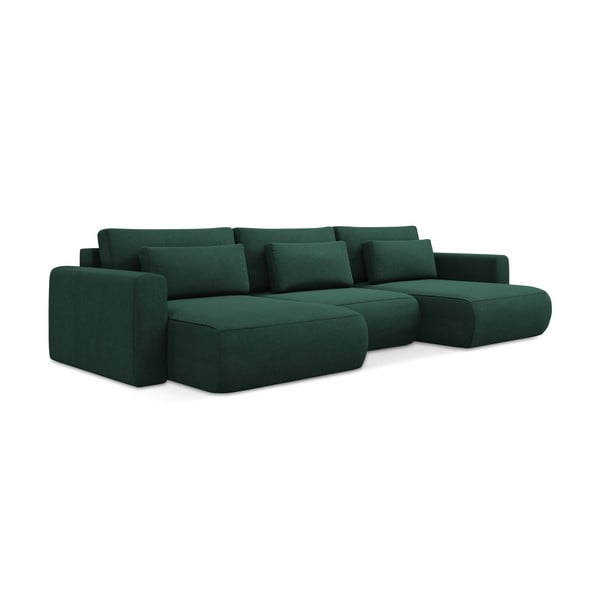 Zaļš salokāms/ar uzglabāšanas vietu (U veida) stūra dīvāns Kapua – Makamii-image-1