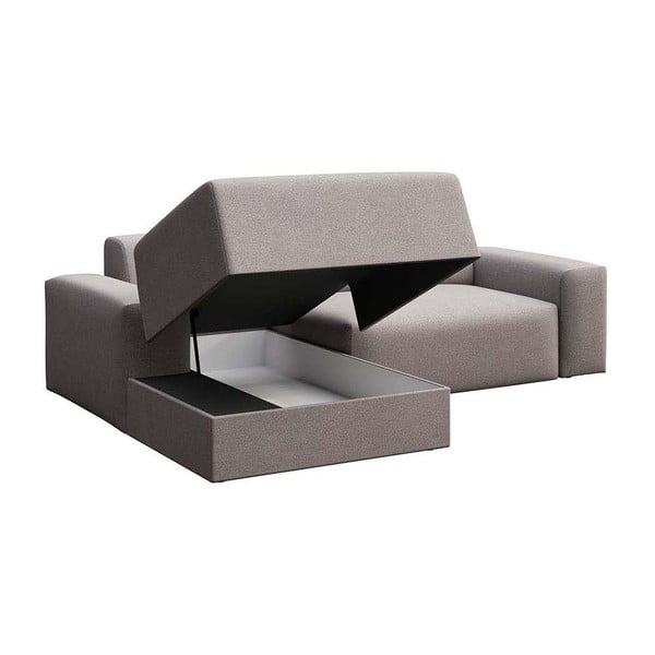 Pelēks samta salokāms stūra dīvāns ar uzglabāšanas vietu (ar kreiso stūri/ar zvilni) Villet – Rodier-image-3