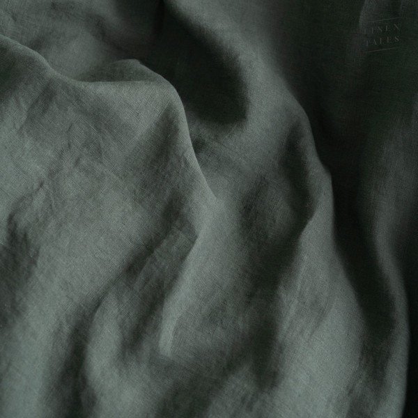 Tumši zaļš vienguļamais/īpaši garš lina segas pārvalks 140x220 cm Forest Green  – Linen Tales-image-1