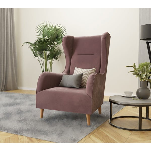 Rozā samta atpūtas krēsls ar atzveltni Carole – Ropez-image-4