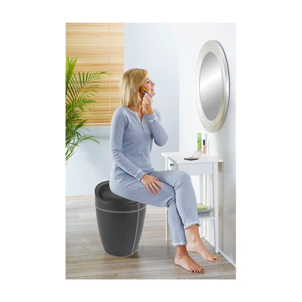 Melns veļas grozs un taburete divi vienā Wenko Linen Look, 20 l-image-1