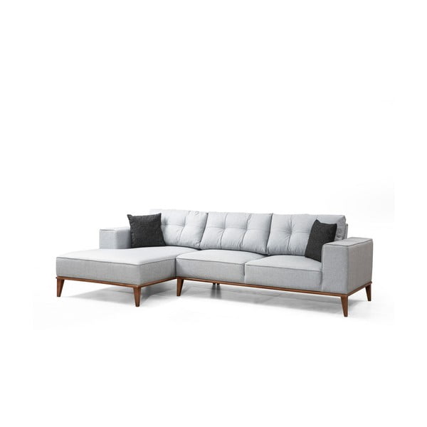 Gaiši pelēks salokāms stūra dīvāns (ar kreiso stūri/ar zvilni) Montana – Balcab Home-image-3