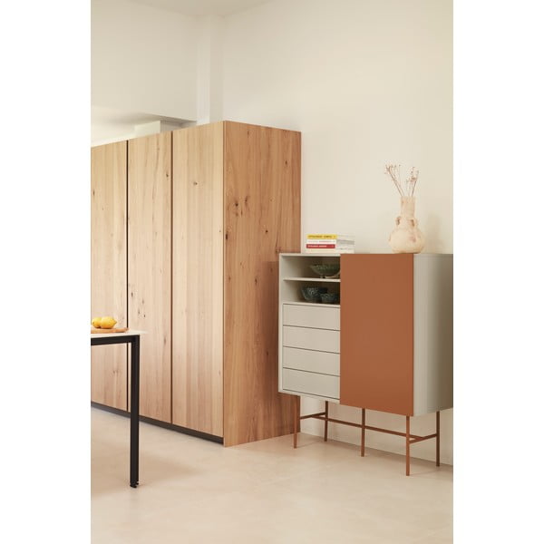 Ķieģeļu sarkana/bēša augsta kumode ar bīdāmām durvīm 120x140 cm Nube – Teulat-image-1