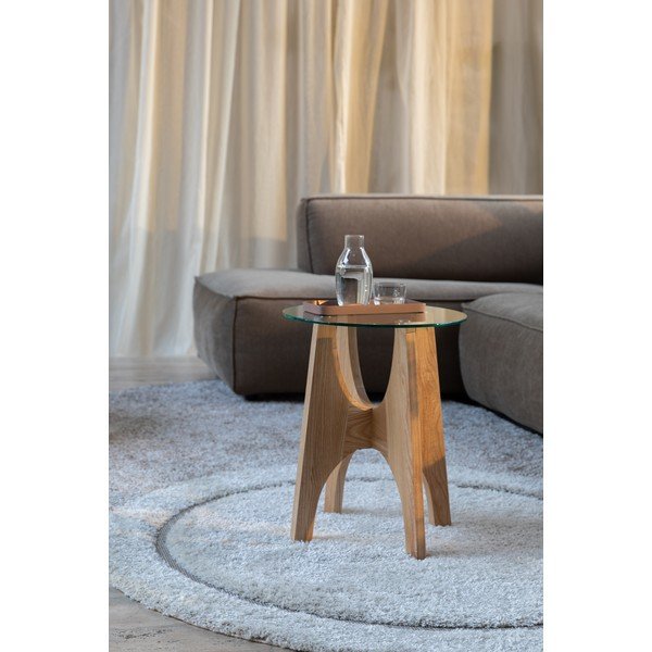 Apaļš sānu galdiņš ar stikla galda virsmu ø 45 cm Kobe – Zuiver-image-1