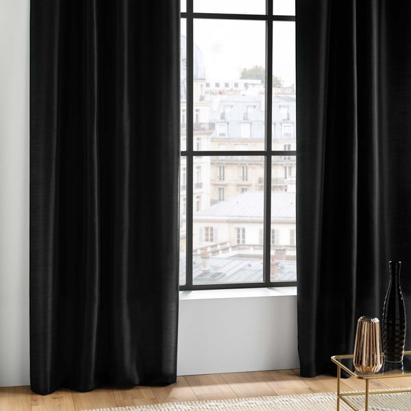Melns aizkars no mikrosatīna 140x240 cm Shana – douceur d'intérieur-image-1