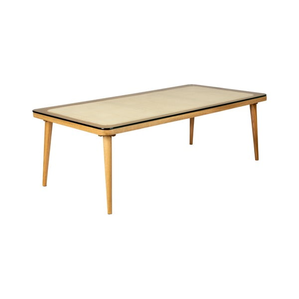 Dabīga toņa stikla žurnālgaldiņš 60x120 cm Haru – White Label-image-2